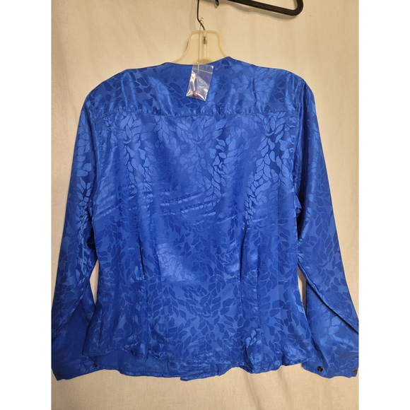 SK & Company Metallic Blue Button Up Womens Dress Shirt Size 10 - Picture 3 of 4